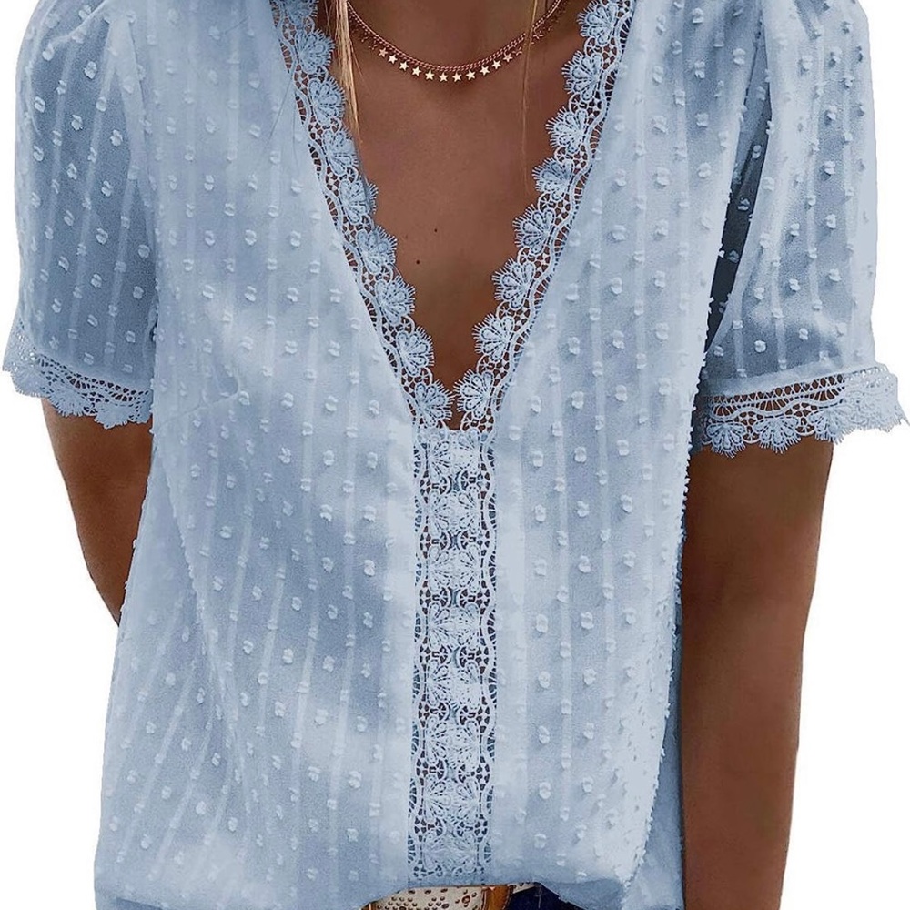 V neck palace polka dot blouse LARGE